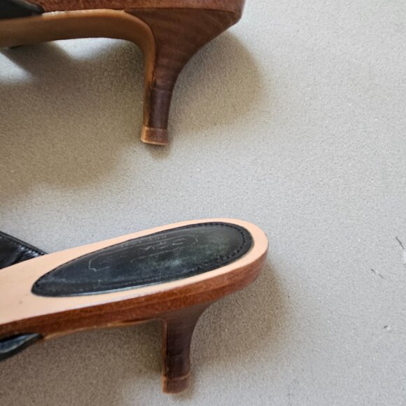 Coach Black Thong Sandals Kitten Heels Size 8 - Picture 4 of 5